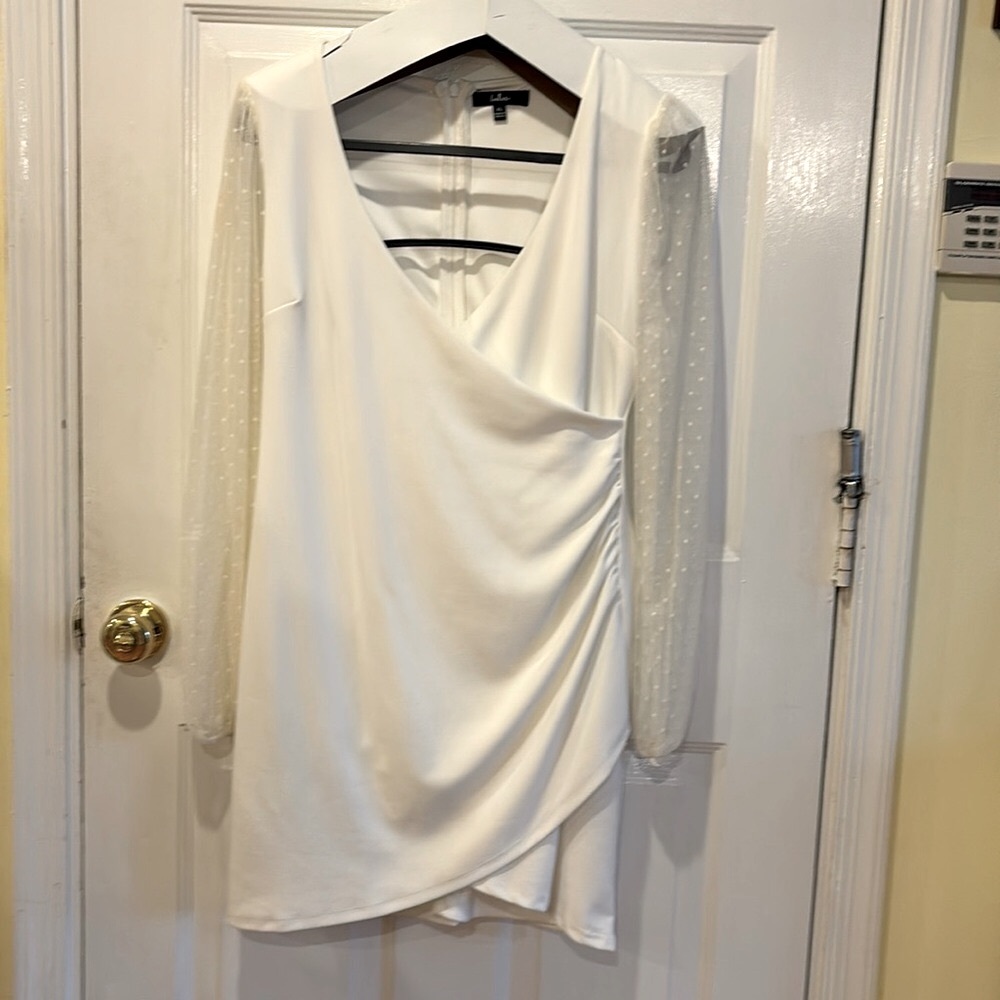 Lulus Love That Lasts Forever Ivory Balloon Sleeve Bodycon Mini Dress xl